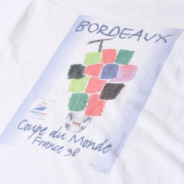 FRANCE 98 公式アートグラフィックTシャツ 1998年 ワールドカップ フランス大会 W杯 ホワイト サイズ不明 サッカー ボルドー ポスターアート 美品 中古 4a006524