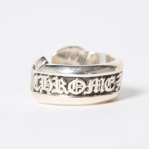 極美品 CHROME HEARTS クロムハーツ SM SCROLL LABEL スクロールラベルリング スモール 重量約9.36g サイズ10号 シルバー925 中古 4a006694