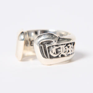 極美品 CHROME HEARTS クロムハーツ SM SCROLL LABEL スクロールラベルリング スモール 重量約9.36g サイズ10号 シルバー925 中古 4a006694