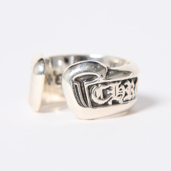 極美品 CHROME HEARTS クロムハーツ SM SCROLL LABEL スクロールラベルリング スモール 重量約9.36g サイズ10号 シルバー925 中古 4a006694