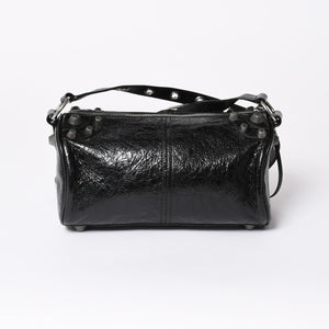 新品同様 BALENCIAGA バレンシアガ ルカゴール シリンダー ショルダーバッグ 771716 レザー ブラック シルバー金具 中古 4a006599