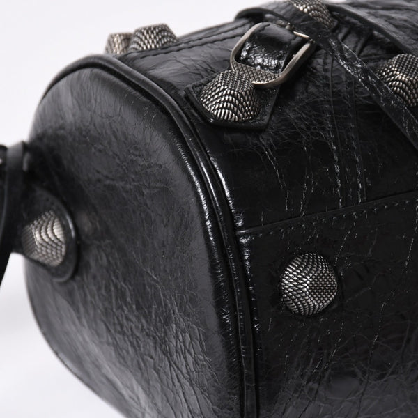 新品同様 BALENCIAGA バレンシアガ ルカゴール シリンダー ショルダーバッグ 771716 レザー ブラック シルバー金具 中古 4a006599
