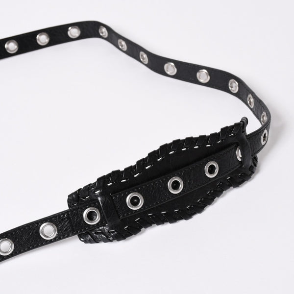 新品同様 BALENCIAGA バレンシアガ ルカゴール シリンダー ショルダーバッグ 771716 レザー ブラック シルバー金具 中古 4a006599