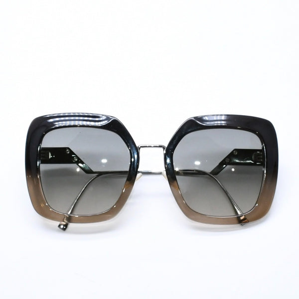 極美品 FENDI フェンディ サングラス アイウェア FF 0317 7C5PR サイズ53□23 140 スクエア ブラック メタル プラスチック 中古 4a006687