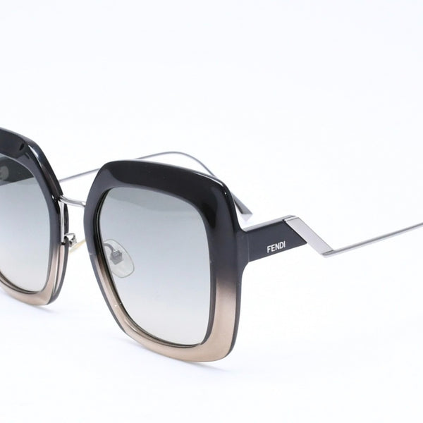 極美品 FENDI フェンディ サングラス アイウェア FF 0317 7C5PR サイズ53□23 140 スクエア ブラック メタル プラスチック 中古 4a006687