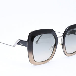 極美品 FENDI フェンディ サングラス アイウェア FF 0317 7C5PR サイズ53□23 140 スクエア ブラック メタル プラスチック 中古 4a006687