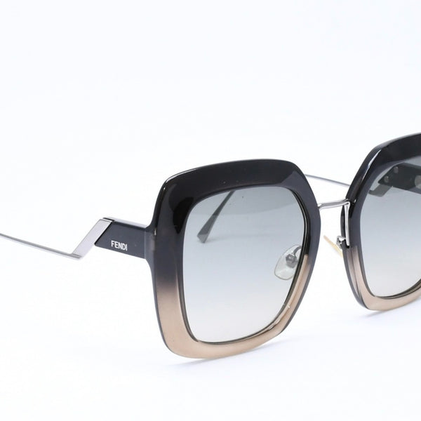 極美品 FENDI フェンディ サングラス アイウェア FF 0317 7C5PR サイズ53□23 140 スクエア ブラック メタル プラスチック 中古 4a006687