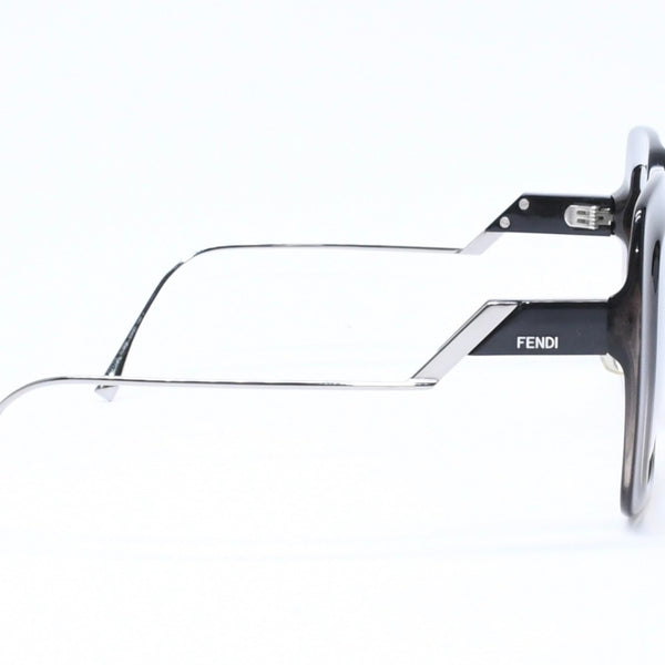 極美品 FENDI フェンディ サングラス アイウェア FF 0317 7C5PR サイズ53□23 140 スクエア ブラック メタル プラスチック 中古 4a006687