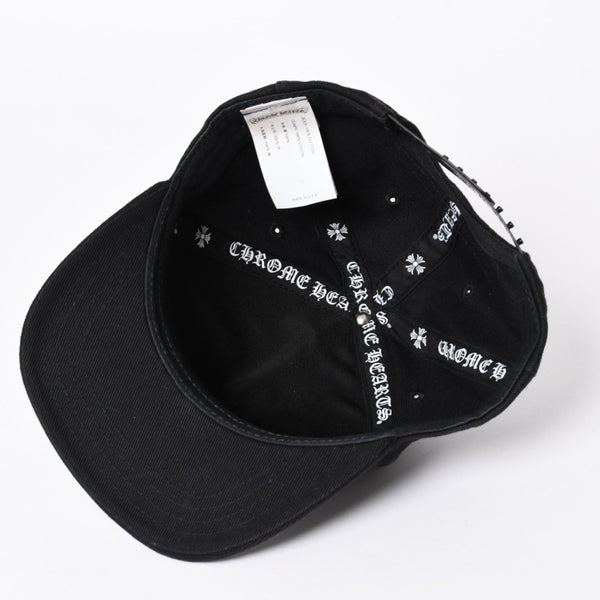 CHROME HEARTS クロムハーツ バーティカルロゴ クロスボールボタン ベースボールキャップ ブラック 美品 中古 4a006683