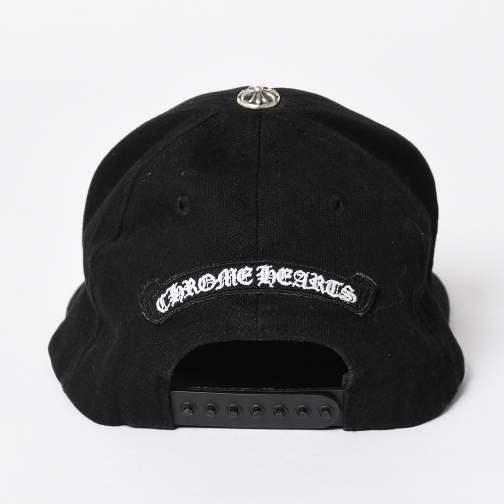極美品 CHROME HEARTS クロムハーツ FLORAL CROSS フローラルクロス キャップ ブラック シルバー金具 中古 4a006678