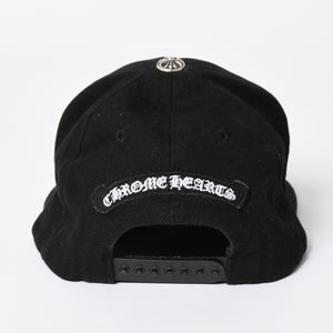 極美品 CHROME HEARTS クロムハーツ FLORAL CROSS フローラルクロス キャップ ブラック シルバー金具 中古 4a006678