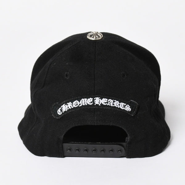極美品 CHROME HEARTS クロムハーツ FLORAL CROSS フローラルクロス キャップ ブラック シルバー金具 中古 4a006678