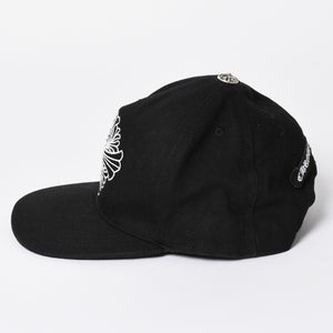 極美品 CHROME HEARTS クロムハーツ FLORAL CROSS フローラルクロス キャップ ブラック シルバー金具 中古 4a006678