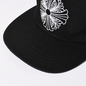 極美品 CHROME HEARTS クロムハーツ FLORAL CROSS フローラルクロス キャップ ブラック シルバー金具 中古 4a006678