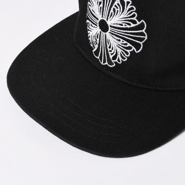 極美品 CHROME HEARTS クロムハーツ FLORAL CROSS フローラルクロス キャップ ブラック シルバー金具 中古 4a006678