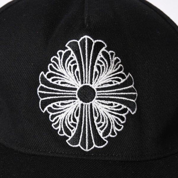極美品 CHROME HEARTS クロムハーツ FLORAL CROSS フローラルクロス キャップ ブラック シルバー金具 中古 4a006678