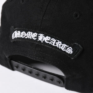 極美品 CHROME HEARTS クロムハーツ FLORAL CROSS フローラルクロス キャップ ブラック シルバー金具 中古 4a006678