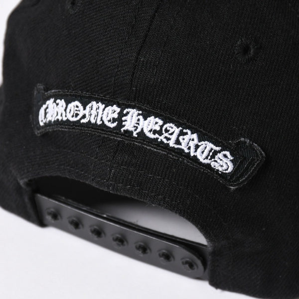 極美品 CHROME HEARTS クロムハーツ FLORAL CROSS フローラルクロス キャップ ブラック シルバー金具 中古 4a006678