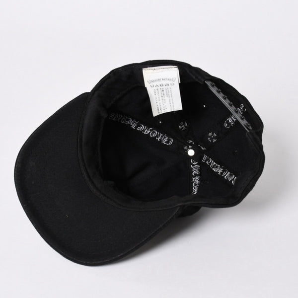 極美品 CHROME HEARTS クロムハーツ FLORAL CROSS フローラルクロス キャップ ブラック シルバー金具 中古 4a006678