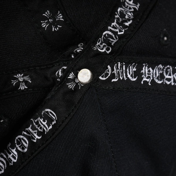 極美品 CHROME HEARTS クロムハーツ FLORAL CROSS フローラルクロス キャップ ブラック シルバー金具 中古 4a006678