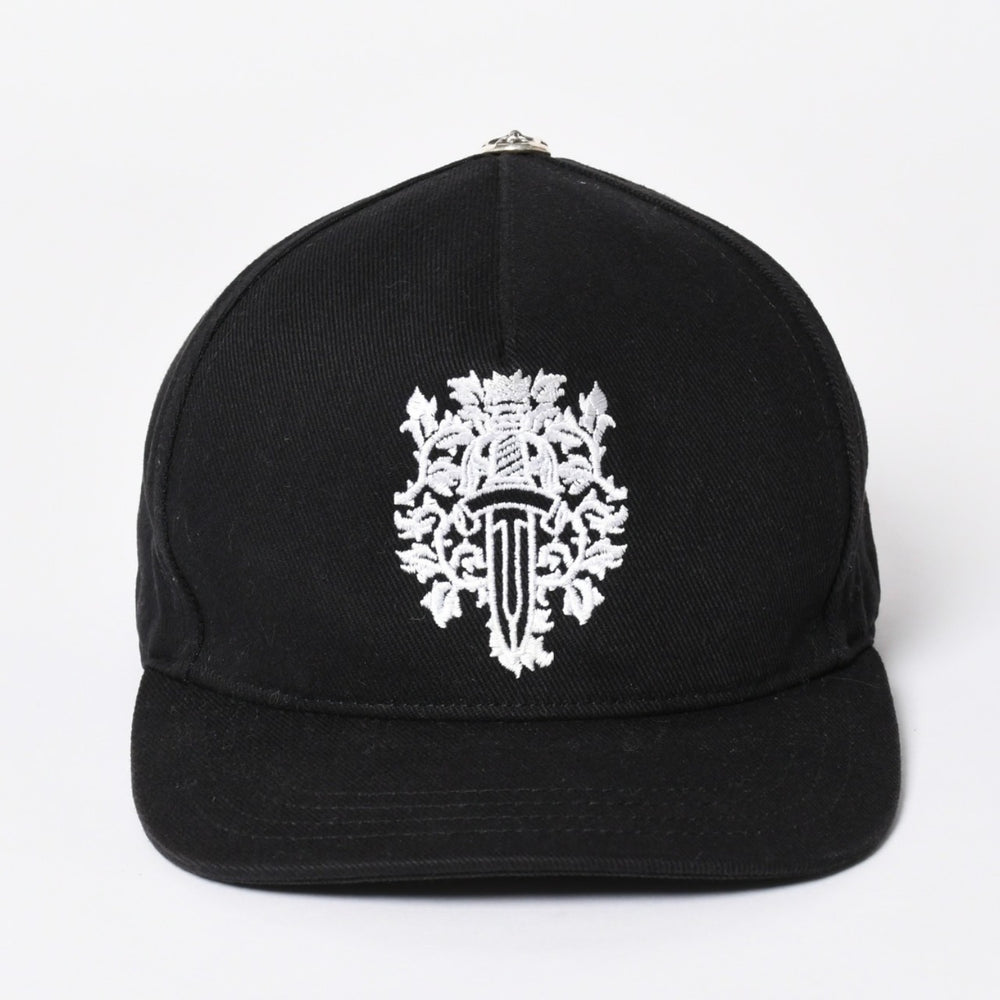 極美品 CHROME HEARTS クロムハーツ キャップ ヴィンダガー 刺繍 クロスボール シルバー 925 ブラック ホワイト 中古 4a006681
