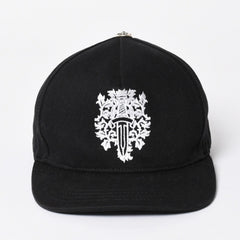 極美品 CHROME HEARTS クロムハーツ キャップ ヴィンダガー 刺繍 クロスボール シルバー 925 ブラック ホワイト 中古 4a006681