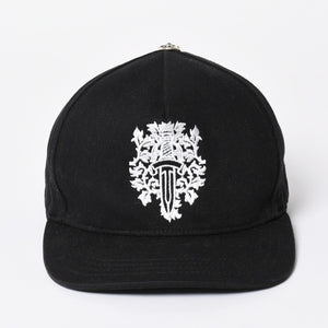 極美品 CHROME HEARTS クロムハーツ キャップ ヴィンダガー 刺繍 クロスボール シルバー 925 ブラック ホワイト 中古 4a006681