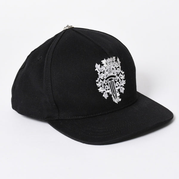 極美品 CHROME HEARTS クロムハーツ キャップ ヴィンダガー 刺繍 クロスボール シルバー 925 ブラック ホワイト 中古 4a006681