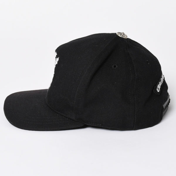 極美品 CHROME HEARTS クロムハーツ キャップ ヴィンダガー 刺繍 クロスボール シルバー 925 ブラック ホワイト 中古 4a006681