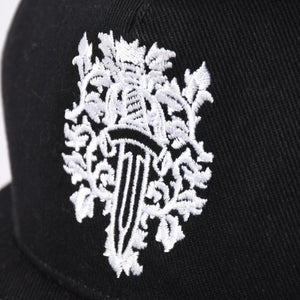 極美品 CHROME HEARTS クロムハーツ キャップ ヴィンダガー 刺繍 クロスボール シルバー 925 ブラック ホワイト 中古 4a006681