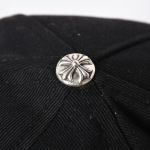 極美品 CHROME HEARTS クロムハーツ キャップ ヴィンダガー 刺繍 クロスボール シルバー 925 ブラック ホワイト 中古 4a006681