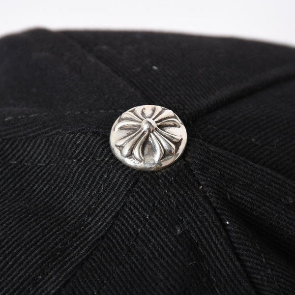 極美品 CHROME HEARTS クロムハーツ キャップ ヴィンダガー 刺繍 クロスボール シルバー 925 ブラック ホワイト 中古 4a006681