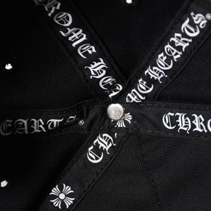 極美品 CHROME HEARTS クロムハーツ キャップ ヴィンダガー 刺繍 クロスボール シルバー 925 ブラック ホワイト 中古 4a006681