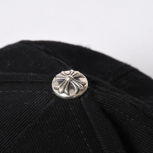 CHROME HEARTS クロムハーツ バーティカルロゴ クロスボールボタン ベースボールキャップ ブラック 美品 中古 4a006683