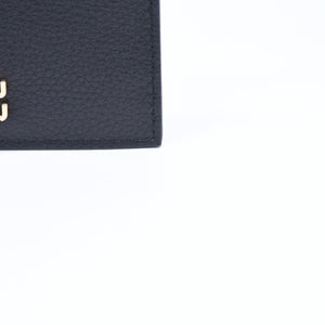 新品同様品 MIU MIU ミュウミュウ メタルロゴ カードケース カードホルダー ブラック カーフレザー ゴールド金具 5MC002 中古 4a006627