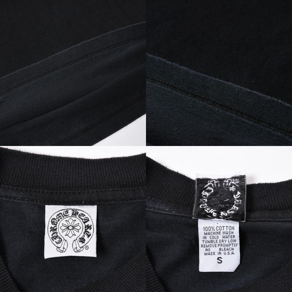 極美品 CHROME HEARTS クロムハーツ 半袖 ポケット Tシャツ サイズS フォッティ スクロール ラベル ロゴ オールド ブラック ホワイト 中古 4a006705