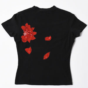 CHRISTIAN DIOR クリスチャンディオール John Galliano Era ジョンガリアーノ期 薔薇 スパンコール ブラック レッド 美品 中古 4a006686