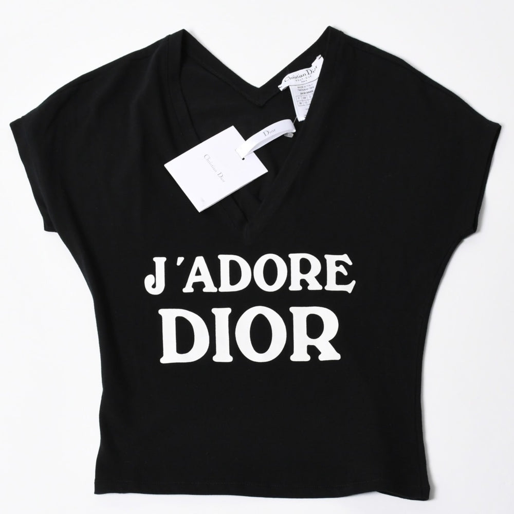 極美品 Christian Dior クリスチャンディオール J'ADORE DIOR ジャドール Vネック タンクトップ 3H16155400 サイズ38 ブラック 中古 4a006831