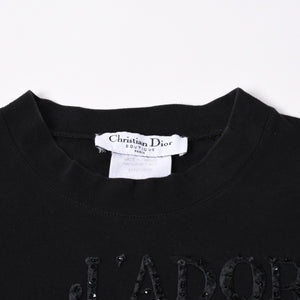 CHRISTIAN DIOR クリスチャンディオール John Galliano Era ジョンガリアーノ期 薔薇 スパンコール ブラック レッド 美品 中古 4a006686