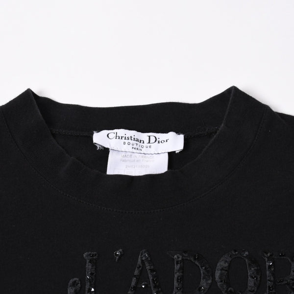 CHRISTIAN DIOR クリスチャンディオール John Galliano Era ジョンガリアーノ期 薔薇 スパンコール ブラック レッド 美品 中古 4a006686