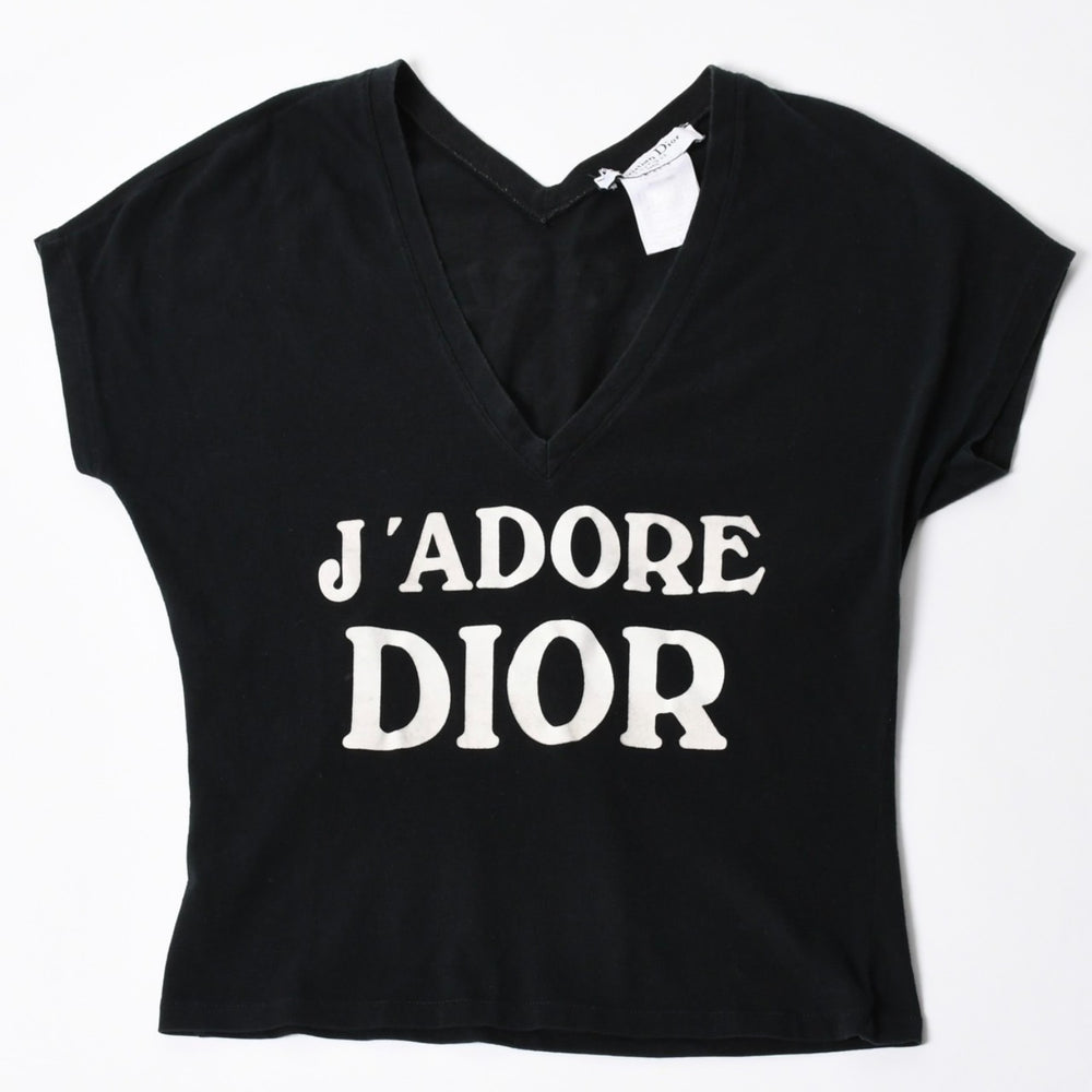 極美品 Christian Dior クリスチャンディオール J'ADORE ジャドール 半袖Tシャツ 3H16155400 サイズ38 ブラック 中古 4a006675
