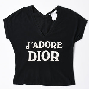 極美品 Christian Dior クリスチャンディオール J'ADORE ジャドール 半袖Tシャツ 3H16155400 サイズ38 ブラック 中古 4a006675