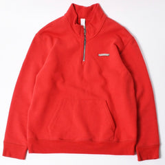 極美品 CHROME HEARTS クロムハーツ SAILIN ON 1/2 ZIP Y NOT セメタリークロス ハーフジップ スウェットシャツ レッド ダガー スクロールラベル Lサイズ 中古 4a006872