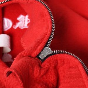 極美品 CHROME HEARTS クロムハーツ SAILIN ON 1/2 ZIP Y NOT セメタリークロス ハーフジップ スウェットシャツ レッド ダガー スクロールラベル Lサイズ 中古 4a006872