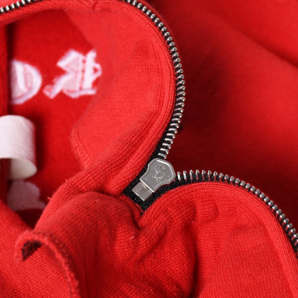 極美品 CHROME HEARTS クロムハーツ SAILIN ON 1/2 ZIP Y NOT セメタリークロス ハーフジップ スウェットシャツ レッド ダガー スクロールラベル Lサイズ 中古 4a006872