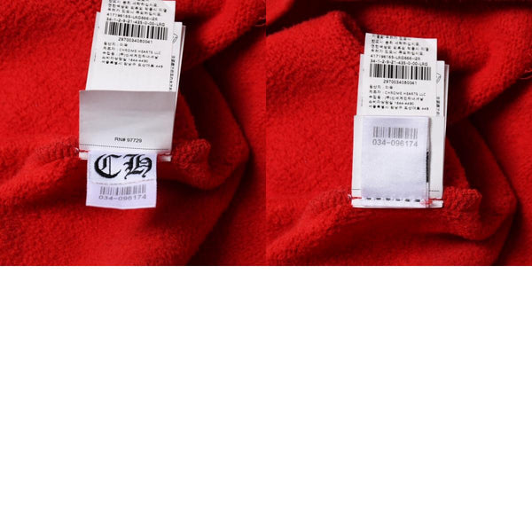 極美品 CHROME HEARTS クロムハーツ SAILIN ON 1/2 ZIP Y NOT セメタリークロス ハーフジップ スウェットシャツ レッド ダガー スクロールラベル Lサイズ 中古 4a006872