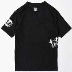 極美品 CHROME HEARTS クロムハーツ 半袖 ポケット Tシャツ サイズS フォッティ スクロール ラベル ロゴ オールド ブラック ホワイト 中古 4a006705