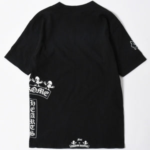 極美品 CHROME HEARTS クロムハーツ 半袖 ポケット Tシャツ サイズS フォッティ スクロール ラベル ロゴ オールド ブラック ホワイト 中古 4a006705
