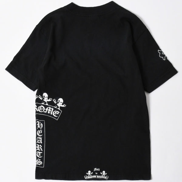 極美品 CHROME HEARTS クロムハーツ 半袖 ポケット Tシャツ サイズS フォッティ スクロール ラベル ロゴ オールド ブラック ホワイト 中古 4a006705