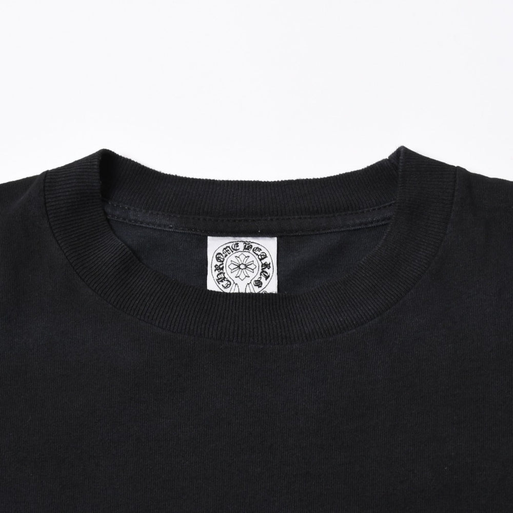極美品 CHROME HEARTS クロムハーツ 半袖 ポケット Tシャツ サイズS フォッティ スクロール ラベル ロゴ オールド ブラック ホワイト 中古 4a006705